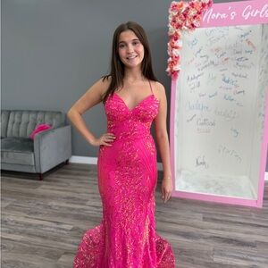 Dave & Johnny Pink Sequin Prom Dress
